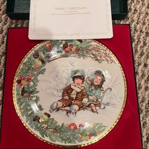 The Children of Christmas Past Pickard China Sledding on Christmas Day Plate